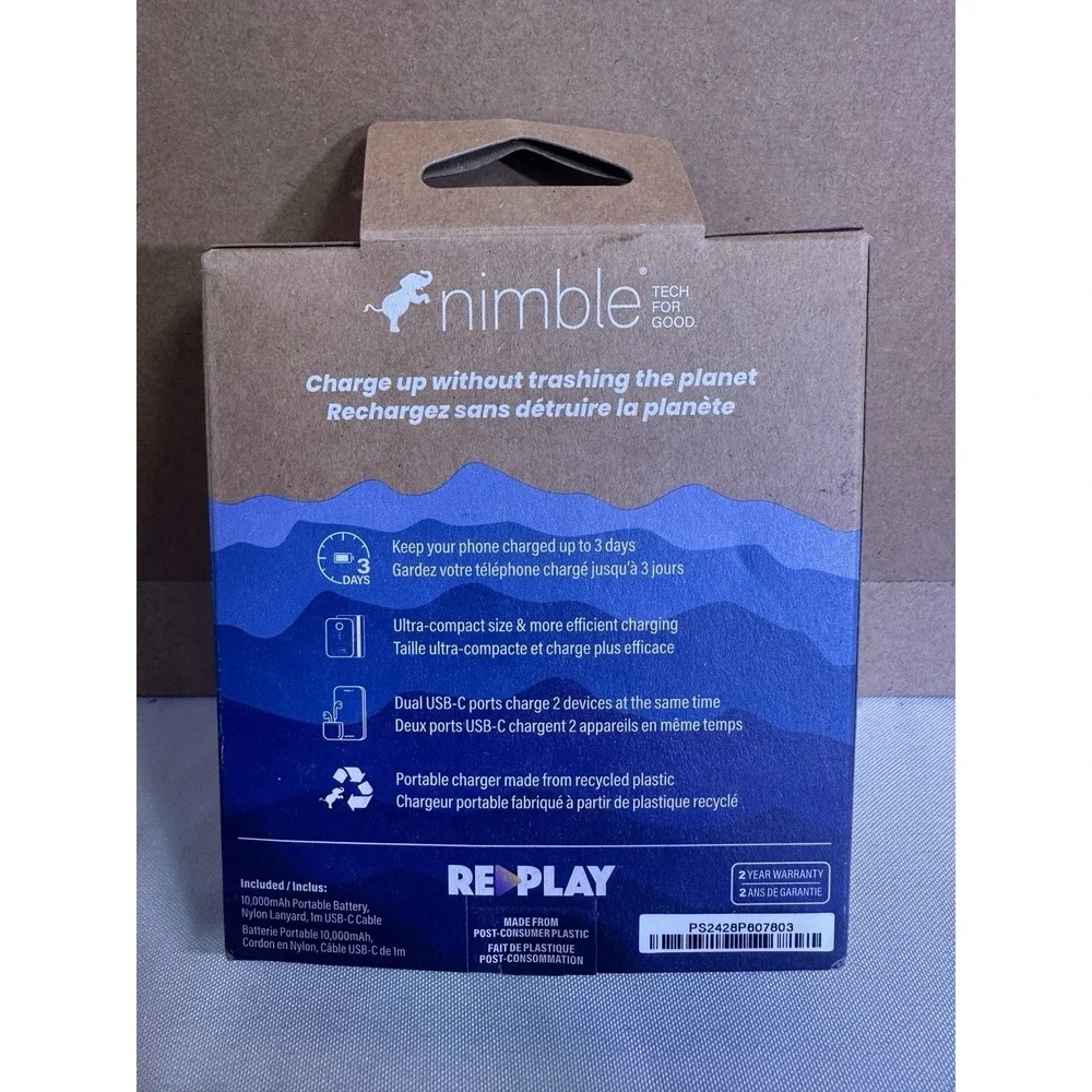 Nimble Champ 10,000mAh 18W PD FAST Portable Charger Power Bank - Charcoal